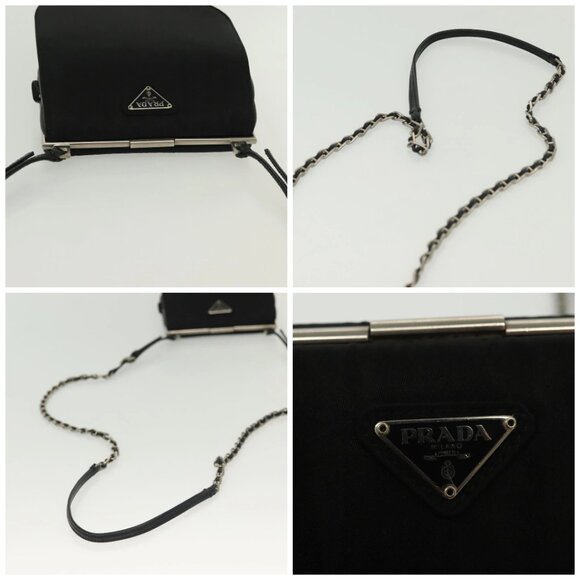 PRADA Shoulder Bag Nylon Leather Black Silver Auth 137290 - Picture 16 of 16